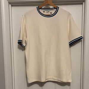 Denim & Flower Ivory Tee with Dark Blue Accents